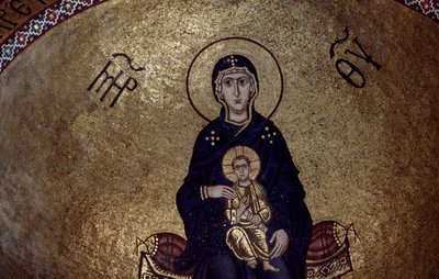 Neitsyt Marian mosaiikki Hosios Loukasin luostarista Kreikasta, perustettiin 1000-luvun alussa tekijältä Unbekannt Unbekannt