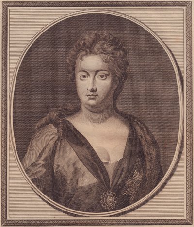 Anne Stuartin, Ison-Britannian kuningattaren (1665-1714) muotokuva, John Goldarin (1729-1795) kuparikaiverrus G Knellerin maalauksesta tekijältä Unbekannt Unbekannt