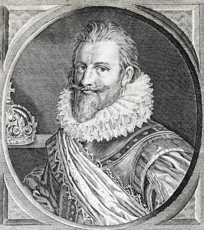 Tanskan ja Norjan kuninkaan Christian IV:n (1588-1648) muotokuva, kaiverrus tekijältä Unbekannt Unbekannt