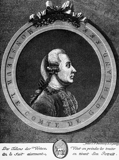 Kustaa III:n (1746-1792), Ruotsin kuninkaan muotokuva vuodelta 1771, kaiverrus tekijältä Unbekannt Unbekannt