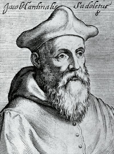 Jacopo Sadoleton (1477-1547), italialaisen humanistin, katolisen piispan ja kardinaalin muotokuva, kaiverrus Illustrissimorum, omnique virtutis, et scientiarum laude praestantissimoru virorum icones, Claudius Pernetuksen ikoneista tekijältä Unbekannt Unbekannt
