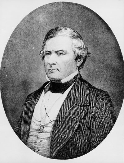 Muotokuva Millard Fillmoresta (1800-1874), yhdysvaltalaisesta lakimiehestä ja poliitikosta, joka toimi Yhdysvaltojen 13. presidenttinä vuosina 1850-1853, kaiverrus Mathew Bradyn (1822-1896) dagerrotypian mukaan tekijältä Unbekannt Unbekannt