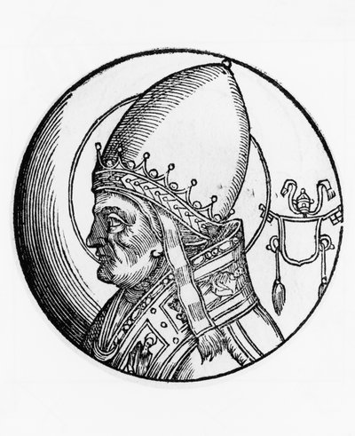 Pyhän Bonifatius IV:n (kuoli 615), katolisen kirkon 67. paavin muotokuva vuodesta 608, kaiverrus tekijältä Unbekannt Unbekannt