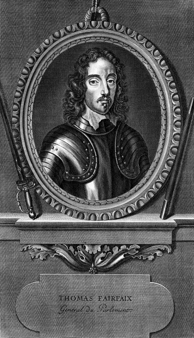 Thomas Fairfaxin, Cameronin kolmannen lordi Fairfaxin (1612-1671), Englannin kenraalin ja parlamentaarisen ylipäällikön muotokuva Englannin sisällissodan aikana, kaiverrus tekijältä Unbekannt Unbekannt