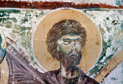 Pyhä, yksityiskohta freskosta Agios Georgioksen kirkossa, Mourne, Kreeta, Kreikka (kuva) tekijältä Unbekannt Unbekannt
