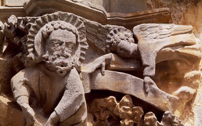 Espanja, Navarra, Ujue, Santa Marian kirkko, arkkitehtoninen yksityiskohta tekijältä Unbekannt Unbekannt