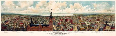 Panoraamanäkymä Milwaukee, Wis. Otettu kaupungintalon tornista / The Gugler Lithographic Co tekijältä Library of Congress