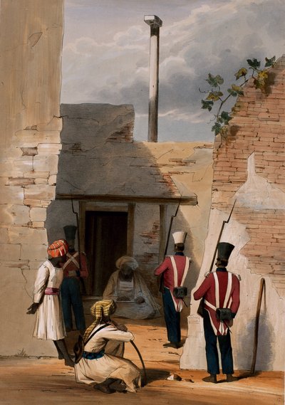 Hadjee Khan Kakusin vankila - Cabool, W. Taylorin teoksesta The Storming of Ghuznee and Khelat, 1839 tekijältä Lieutenant Thomas Wingate