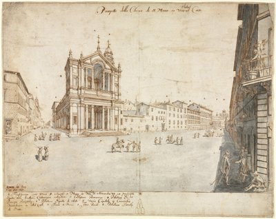 Kahdeksantoista näkymää Roomaan: Santa Maria Via Latalla, 1665. tekijältä Lievin Cruyl