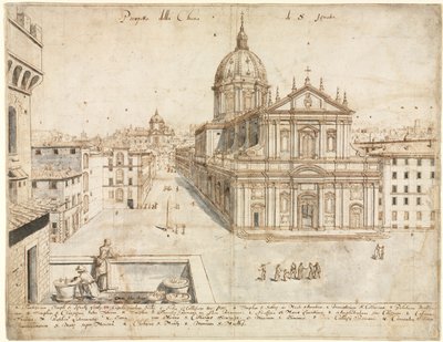 Dezoito Vistas de Roma: A Igreja de SantIgnazio, 1665. finlandês tekijältä Lievin Cruyl