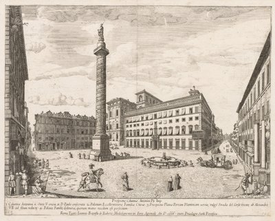 Piazza Colonna "Näkymä Rooman kaupungin maamerkeistä" tekijältä Lievin Cruyl