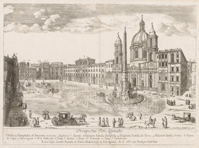 Piazza Navona Rooman kaupungin Lourumin esitteestä, 1666. tekijältä Lievin Cruyl