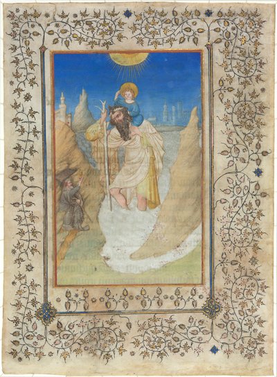 Pyhä Christopher kantamassa Kristus-lapsia tekijältä Limbourg Brothers