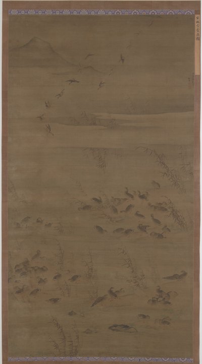 Hanhet laskeutuvat hiekkaan, Ming-dynastia, 1621. tekijältä Lin Xue