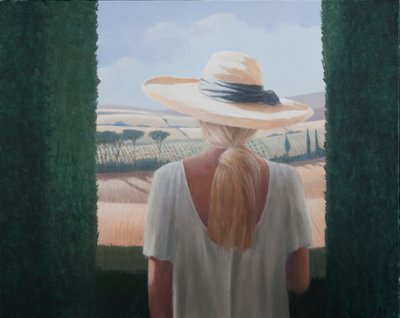 Tyttö, näkymä takaa, Toscana, 2012 (akryyli kankaalle) tekijältä Lincoln Seligman