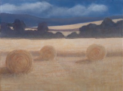 Kaksi heinäpaalia, 2012 (akryyli kankaalle) tekijältä Lincoln Seligman