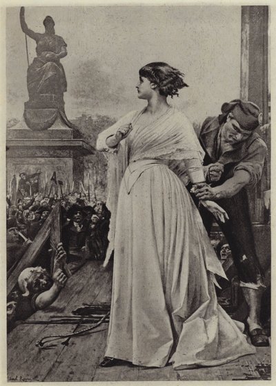 Madame Roland telineellä (litho) tekijältä Lionel (after) Royer