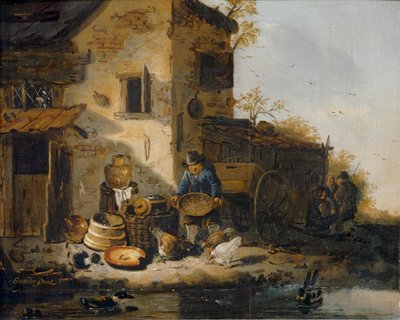 Maanviljelijä ruokkii kanojaan ... tekijältä Lionel Hamilton Renwick