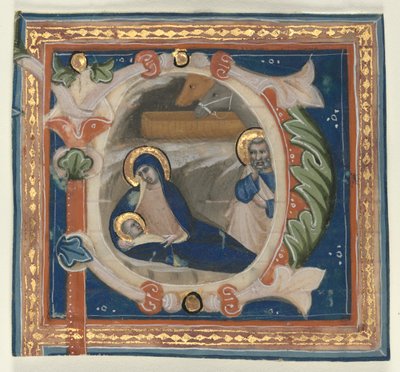 Historiated Initial P Poistettu asteittaisesta: Syntymä, n. 1350-1375. tekijältä Lippo Vanni