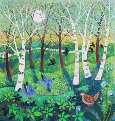 Birds on the Common, 2021 (akryyli kankaalle) tekijältä Lisa Graa Jensen