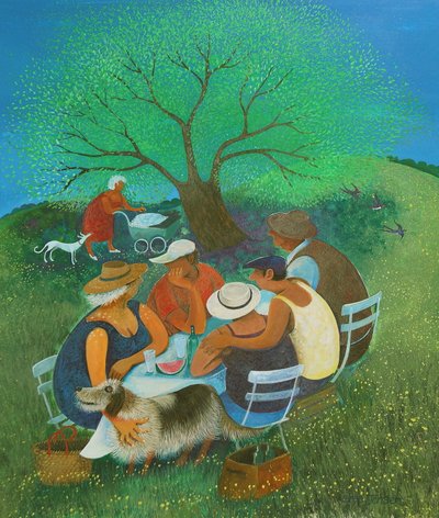 Family Picnic, 2018 (akryylit paperille) tekijältä Lisa Graa Jensen