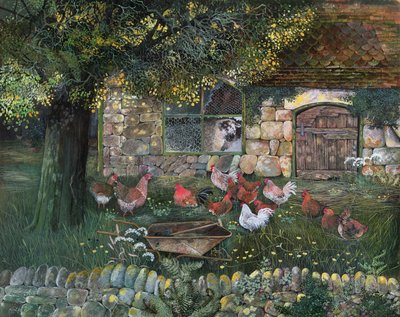 Kanantalo, 1988 (musteet, guassi) tekijältä Lisa Graa Jensen