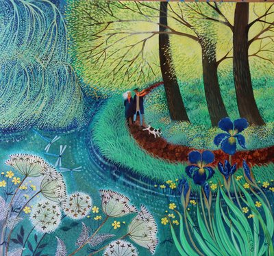 River Wey -kävely, 2017, (akryylit paperille) tekijältä Lisa Graa Jensen