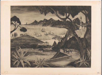 Vuoristomaisema lahden kanssa korsikassa La Corse (alkuperäinen nimi) tekijältä Lodewijk Schelfhout (signed by artist)
