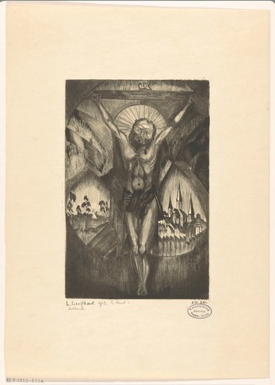 Kristus ristillä Le Christ I (alkuperäinen nimi esineessä) tekijältä Lodewijk Schelfhout (signed by artist)