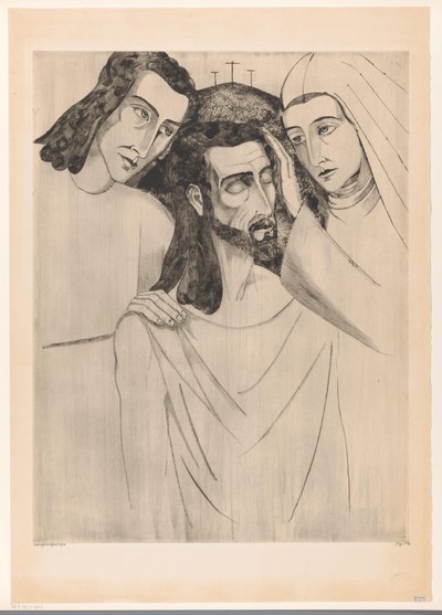 Christus tussen Johannes de Doper Mariana Kristus, hänen äitinsä ja Pyhä Johannes (alkuperäinen nimi) tekijältä Lodewijk Schelfhout (signed by artist)