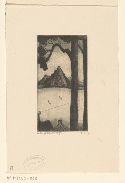 Korsikan maisema Les Sapins Corses (alkuperäinen nimi) tekijältä Lodewijk Schelfhout (signed by artist)