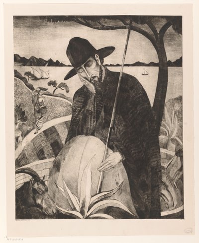 Korsikan paimen Le Berger Corse II (alkuperäinen nimi) tekijältä Lodewijk Schelfhout (signed by artist)