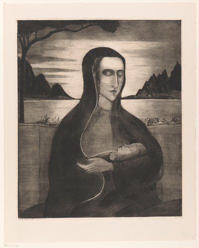 Korsikalainen nainen lapsen kanssa Femme Corse avec enfant (alkuperäinen nimi) tekijältä Lodewijk Schelfhout (signed by artist)