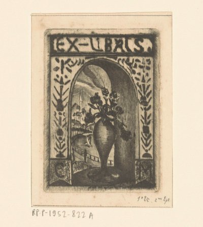 C. van der Meulenin ekslibris tekijältä Lodewijk Schelfhout (signed by artist)