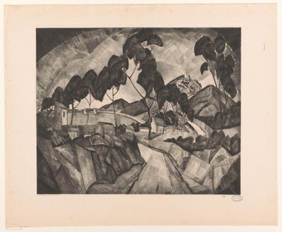 Mäkistä maisemaa Provencessa La Provence (alkuperäinen nimi esineessä) tekijältä Lodewijk Schelfhout (signed by artist)