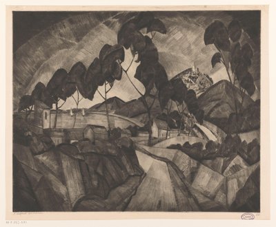 Mäkistä maisemaa Provencessa La Provence (alkuperäinen nimi esineessä) tekijältä Lodewijk Schelfhout (signed by artist)