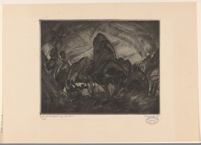 Mäkinen maisema puita Les Arbres (alkuperäinen nimi esineessä) tekijältä Lodewijk Schelfhout (signed by artist)