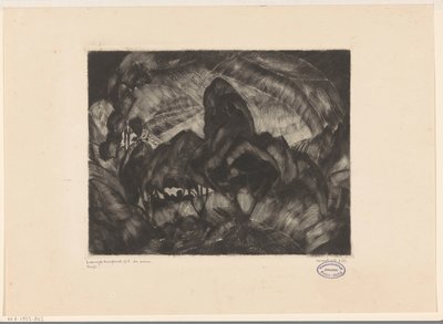 Mäkinen maisema puita Les Arbres (alkuperäinen nimi esineessä) tekijältä Lodewijk Schelfhout (signed by artist)