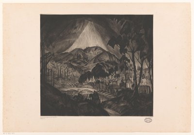 Mäkistä maisemaa ja teollisuutta Evoluutio (alkuperäinen nimi esineessä) tekijältä Lodewijk Schelfhout (signed by artist)