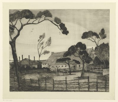 Hollantilainen maisema maatilalla ja niityllä Paysage Hollandais (alkuperäinen nimi) tekijältä Lodewijk Schelfhout (signed by artist)