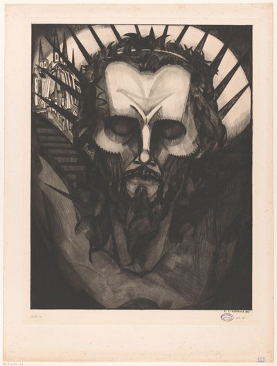Kristuksen pää Tête de Christ I (alkuperäinen nimi) tekijältä Lodewijk Schelfhout (signed by artist)