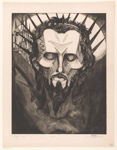 Kristuksen pää Tête de Christ I (alkuperäinen nimi esineessä) tekijältä Lodewijk Schelfhout (signed by artist)