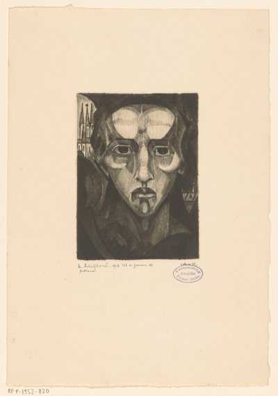 Naisen pää Tête de femme III (alkuperäinen nimi esineessä) tekijältä Lodewijk Schelfhout (signed by artist)