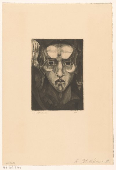 Naisen pää Tête de femme III (alkuperäinen nimi esineessä) tekijältä Lodewijk Schelfhout (signed by artist)