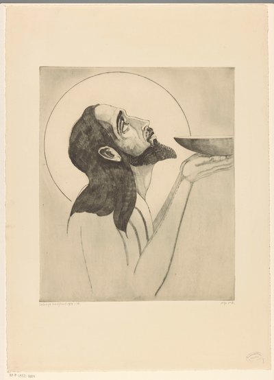 Johannes de Doper Pyhä Johannes Kastaja (alkuperäinen nimi) tekijältä Lodewijk Schelfhout (signed by artist)