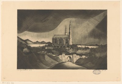 katedraali La Cathédrale (alkuperäinen nimi) tekijältä Lodewijk Schelfhout (signed by artist)