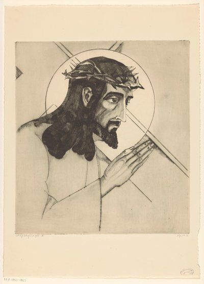 Kruisdraging Christ portant la croix (alkuperäinen nimi) tekijältä Lodewijk Schelfhout (signed by artist)