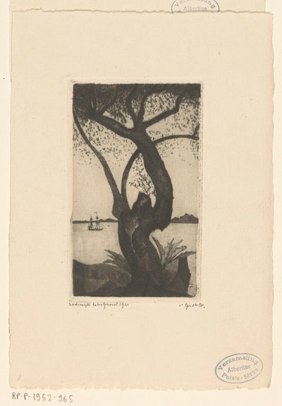 Oliivipuu Korsikassa Olivier, Corse (alkuperäinen nimi) tekijältä Lodewijk Schelfhout (signed by artist)