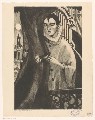 Pierrot II (alkuperäinen nimi) tekijältä Lodewijk Schelfhout (signed by artist)