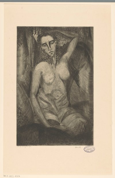 istuva nainen Femme assise (alkuperäinen nimi) tekijältä Lodewijk Schelfhout (signed by artist)
